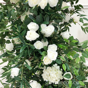 GNW fiore artificiale verde e <span class=keywords><strong>bianco</strong></span> rosa arco cancello ad arco fiore <span class=keywords><strong>sfondo</strong></span> decorazione scenica - Product Image 2