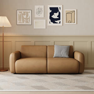 Canapé en cuir moderne au design en arc, durable, imperméable, résistant aux griffures des chats, meubles de salon, style nordique, idéal pour les petits appartements - Product Image 1