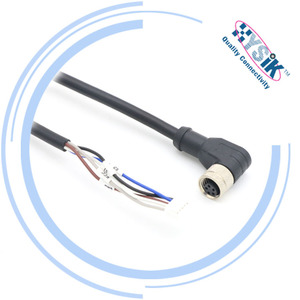 Kabel Konektor Fieldbus M8 5 Pin Female Male Bersudut dengan Pelindung - Product Image 1