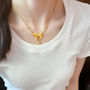 Collar de Lazo de Acero Inoxidable de Moda para Mujer, Cadena de Clavícula de Oro 18k que No se Desvanece, Venta al por Mayor Personalizada para Verano - Product Image 4
