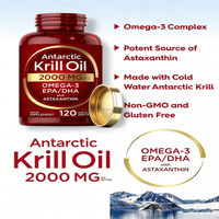 Huile de Krill de l'Antarctique Marque Blanche 2000mg Oméga 3 Gélules Molles Phospholipides EPA DHA Astaxanthine Soutien Cœur Cerveau Adulte Non-OGM
