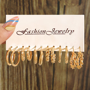 Juego de Aretes de Aro Dorados de Moda para Mujer, Aretes de Perlas Simples, Accesorios de Joyería para Fiesta - Product Image 4