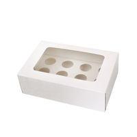 Boîte d'emballage en papier pour cupcakes avec 12 pièces et 24 trous, boîte à tarte aux œufs pour tasse à muffins, boîte d'emballage pour tasse à pudding en mousse de son de bois