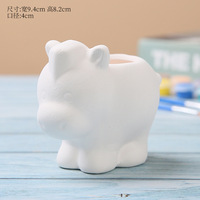 Grand pot de fleurs en céramique émaillée P241 pour le bricolage, mini-animal mignon (hibou renard), jardinières succulentes pour la maison et le sol du jardin
