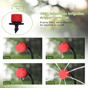 Kit d'arrosage par goutte-à-goutte réglable à 360 degrés pour jardin, patio et extérieur, avec 8 trous de pulvérisation et débit réglable - Product Image 1