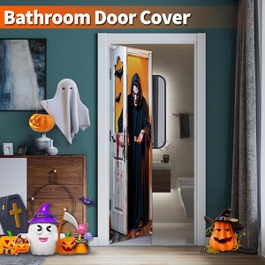 Cubierta de Puerta de <span class=keywords><strong>Vampiro</strong></span> para Halloween, Decoraciones Espeluznantes de Huellas de Sangre y Murciélagos para Fiestas de Casas Encantadas, Trucos, Decoraciones de Pared para el Hogar en Días Festivos - Product Image 3