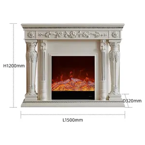 258-1.5暖气白色欧式壁炉壁炉柜复古白色美式家居别墅客厅