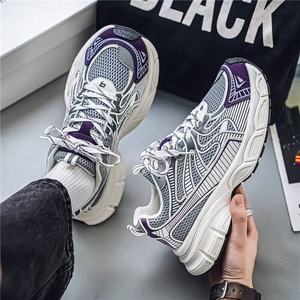 Sneakers Chunky Rétro Gris-Violet Unisexe, Tige en Maille Respirante, Semelle Épaisse Antidérapante, Chaussures de Sport Casual Style Y2K - Product Image 1