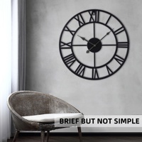 Horloge murale décorative de style minimaliste industriel, cadran rond en métal de 60 cm (24 pouces), chiffres romains, meilleure qualité