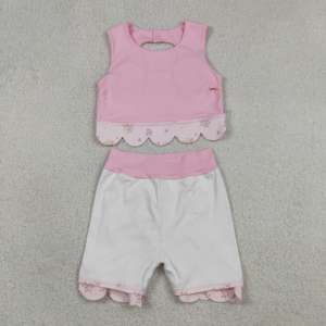ชุดเด็กผู้หญิง GSD3321 rts Little Active Girl สีชมพูอ่อน ลายตารางหมากรุก แต่งขอบหยัก ชุดขายส่ง เสื้อแขนกุด กระโปรงโยคะ - Product Image 6