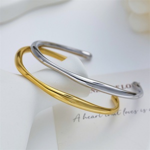Wholesale <b>Titanium</b> INS Stainless Steel High-end Jewelry Chunky square Irregularity Open Bracelet - Product Image 1
