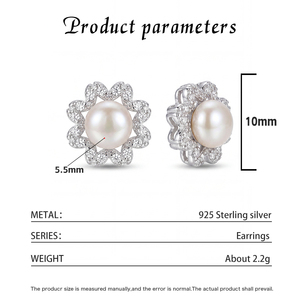 Natural Freshwater Pearl Earrings S925 Sterling <b>Silver</b> Curved Leaf Jewelry for Women Elegant Minimalist Wedding Gift - Product Image 6