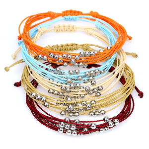 Bracelets en cordon <span class=keywords><strong>ciré</strong></span> tressé à la main, multi-couches, ajustables, imperméables, multicolores, style bohème, perles faites à la main, bijoux pour femmes, <span class=keywords><strong>pas</strong></span> chers - Product Image 4