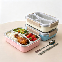 Boîte à lunch isotherme en acier inoxydable avec 3 compartiments scellés, personnalisable, pour adultes/bureau