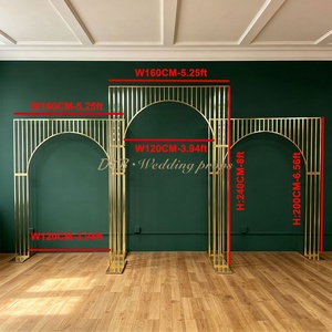 DKB Factory Wholesale Luxury Metal Wedding Arch Backdrop with Golden Electroplated Finish for Outdoor/Indoor Events - Product Image 3