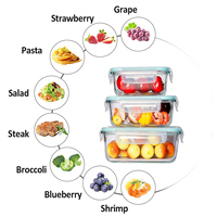 Boîtes de préparation de repas en verre empilables, hermétiques, pour le stockage des aliments dans le réfrigérateur de la cuisine