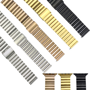 <span class=keywords><strong>Bracelet</strong></span> en acier inoxydable en gros pour <span class=keywords><strong>Apple</strong></span> <span class=keywords><strong>Watch</strong></span> Series 8/7/6/SE, maillons articulés en bambou (maillons à perle unique), fermoir intégré - Product Image 1