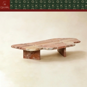 <span class=keywords><strong>Table</strong></span> <span class=keywords><strong>basse</strong></span> en marbre rose GOLDKING pour salon de luxe, forme irrégulière, polie, découpe sur mesure pour décoration moderne, meubles en pierre - Product Image 2