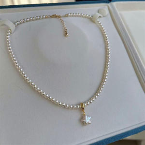 Collar de abalorio de perla Natural gris de lujo claro hecho a mano collar con colgante de calabaza de estrella múltiple para mujer joyería de regalo de playa - Product Image 2