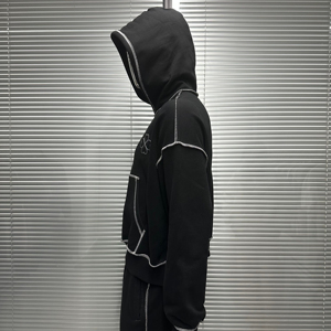 Sudadera de Lujo de Alta Calidad Personalizada OEM para Hombre, Sudadera con Capucha de Corte Cuadrado con Costuras en Contraste, Sudadera con Costuras Invertidas para Hombre - Product Image 6