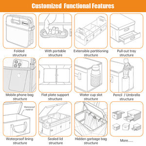 Paquete de <span class=keywords><strong>2</strong></span> Organizadores de asiento trasero de coche de cuero personalizados de fábrica con bandeja de mesa plegable, organizador de asiento de coche plegable con soporte para tableta - Product Image 6
