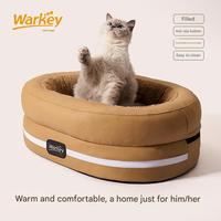 Coussin de couchage pour grand chien, écologique, lit pour chat, isolation, tissu épaissi, lit pour animaux de compagnie, lavable, motif uni, chaud, confortable, rond