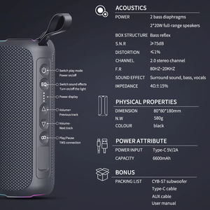 Altavoces de Plástico con Sonido 5.3 Impermeables IPX7 con Luces LED RGB para Uso en Computadora, Exteriores, Fiestas y Camiones - Súper Graves de 30-50W - Product Image 3