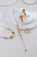 Boucles d'oreilles pendantes longues en argent sterling 924 plaqué or, style cascade métallique liquide sculpturale, perles organiques rétro françaises