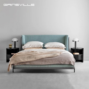 Letto imbottito personalizzato di fascia alta, unica <span class=keywords><strong>testiera</strong></span> geometrica in pelle e lino - Product Image 2