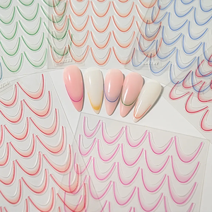Pegatinas para uñas francesas, 24 Uds., calcomanías de colores degradados, 1 hoja, decoración para salón de manicura, diseño artístico de uñas DIY, accesorio autoadhesivo - Product Image 2