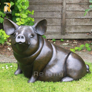 屋外の庭の装飾等身大の金属動物の彫刻ブロンズ豚の像 - Product Image 6