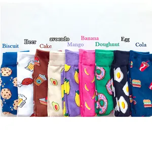 Wholesale calcetines divertidos por mayor design young girls tube knitted cotton cute teen socks for ladies