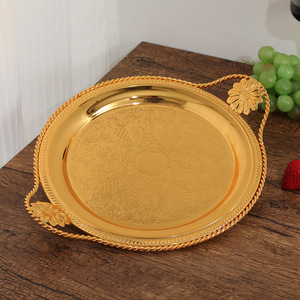 Nordischer Stil Luxuriöses Eisen-Goldtablett 32,5x26cm Multifunktionales Obst- und Gebäck-Aufbewahrungstablett für Wohnzimmer-Dekoration - Product Image 3