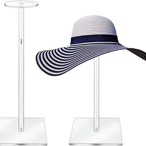 Wholesale Custom Premium Acrylic Clear <b>Hat</b> Display <b>Stand</b> for Cap Fedora Cowboy <b>Hats</b> with Pedestal Base USA Origin - Product Image 5