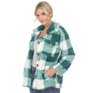 Wholesale Long Sleeve Plaid Shacket Heavyweight Warm Windproof <strong>Flannel</strong> Shacket <strong>Jacket</strong> for <strong>Women</strong> - Product Image 2