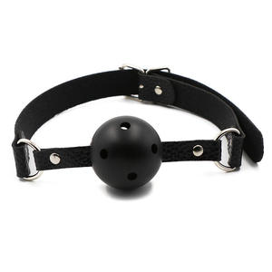 BDSM Mordaza de bola con correa ajustable, transpirable, negra, juguete de bondage para adultos, para parejas, juego de rol dominante y sumiso - Product Image 4