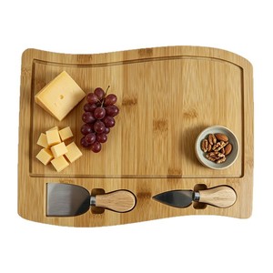 <b>Cheese</b> Board <b>Set</b> Bamboo Cutting Board With <b>Knife</b> Storage For Home And Portable Use Durable Food Safe - Product Image 5