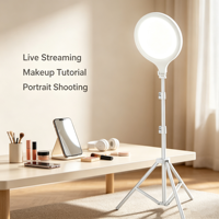 Panneau lumineux LED rond de 26 cm, trépied réglable de 2 m, lumière de remplissage à intensité variable pour la diffusion en direct, le portrait, le maquillage, la photographie
