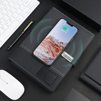 Carnet de charge sans fil A5 multifonctionnel avec haut-parleur Clé USB Banque d'énergie Carnet de notes intelligent en cuir pour cadeau d'affaires