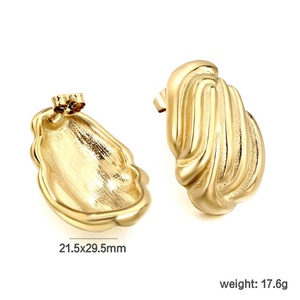 Pendientes de Acero Inoxidable Personalizados al por Mayor, Resistentes al Deslustre, Chapados en Oro de 18K, Joyería Impermeable, Pendientes con Textura de Corazón - Product Image 2