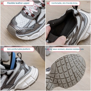 Chaussures de sport compensées rétro vieillies <span class=keywords><strong>Paris</strong></span> <span class=keywords><strong>4ème</strong></span> génération pour femme, avec rehaussement de 5 cm invisible, effet allongeant les jambes - Product Image 6