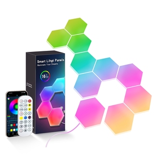 USB-kết nối thông minh RGB <span class=keywords><strong>LED</strong></span> tường ánh sáng tuya trong nhà môi trường xung quanh trang trí cho phòng chơi game hiện đại Trắng ABS hình lục giác thiết kế - Product Image 1