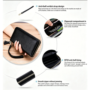 Cartera <span class=keywords><strong>de</strong></span> mujer RFID <span class=keywords><strong>de</strong></span> fábrica, tipo clutch largo, gran capacidad, con clip para billetes, bolsillo para teléfono, venta al por mayor, con cremallera, tarjetero múltiple para señora - Product Image 2