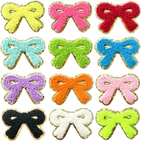 Patchs brodés personnalisés en chenille avec bordure dorée et paillettes, autocollants, pour sacs et coques de téléphone, DIY