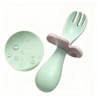 Formation Manche Court Bébé Alimentation Cadeau Ensemble Première étape Cuillère Et Fourchette Ustensiles Vaisselle Ensemble