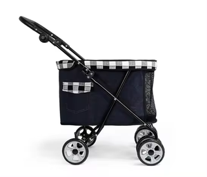 OEM ODM fabrika toptan seyahat yürüyüş dayanıklı Pet dört tekerlekli köpek kedi katlanır sepet evcil hayvan arabası - Product Image 1