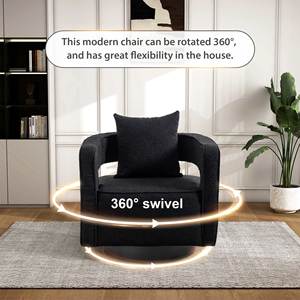 <span class=keywords><strong>Poltrona</strong></span> Girevole M Boucle, Sedia Rotante Imbottita Moderna con Cuscino per Soggiorno e Arredamento Casa - Product Image 3