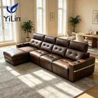 Canapé électrique inclinable le plus vendu, nouveau design moderne italien, modulaire en L, avec chaise longue, accoudoirs combinables et rangement latéral pour salon