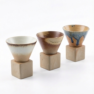 Tazza da Caffè in Ceramica BAMBUS 180ml, Design Giapponese di Lusso Retrò Creativo, Forma Conica con Base, Regalo per la Casa - Product Image 6