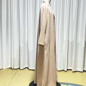 Classic Abaya 2024 Eid Almond Beaded Special Design Abaya Girl Muslim Summer Light Long Dress + Coat Arabic Abaya